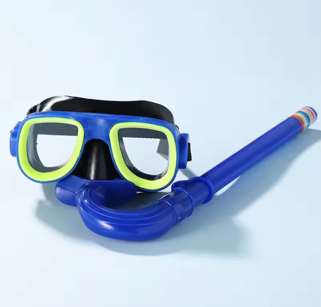 2-Piece Recreational Snorkeling Set | Dual-Lens Swim Mask & J-Tube Snorkel Combo