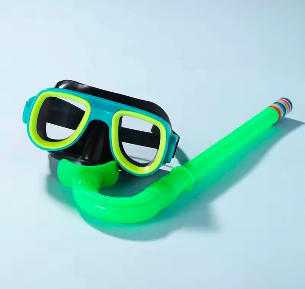 2-Piece Recreational Snorkeling Set | Dual-Lens Swim Mask & J-Tube Snorkel Combo