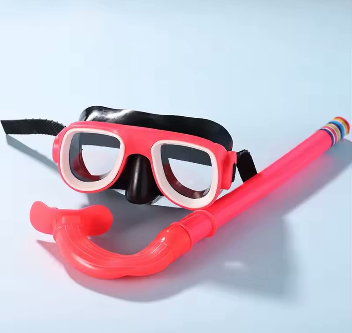 2-Piece Recreational Snorkeling Set | Dual-Lens Swim Mask & J-Tube Snorkel Combo