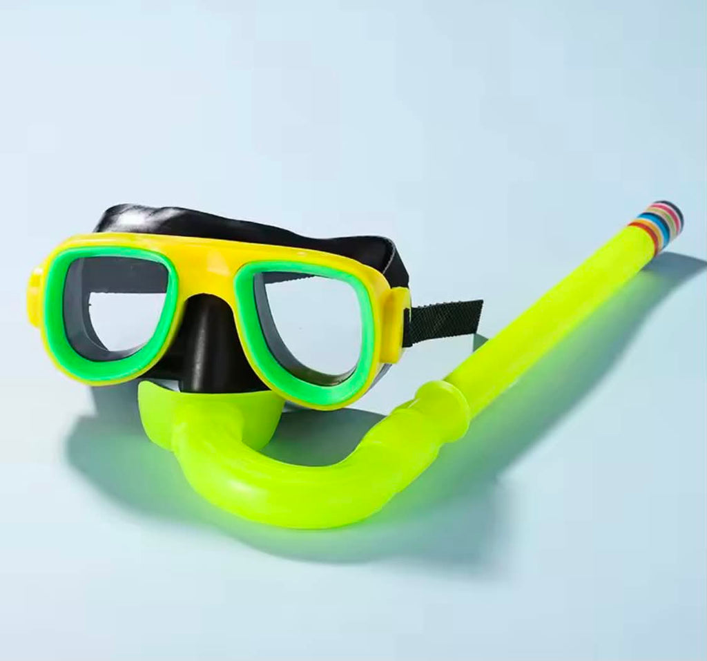 2-Piece Recreational Snorkeling Set | Dual-Lens Swim Mask & J-Tube Snorkel Combo