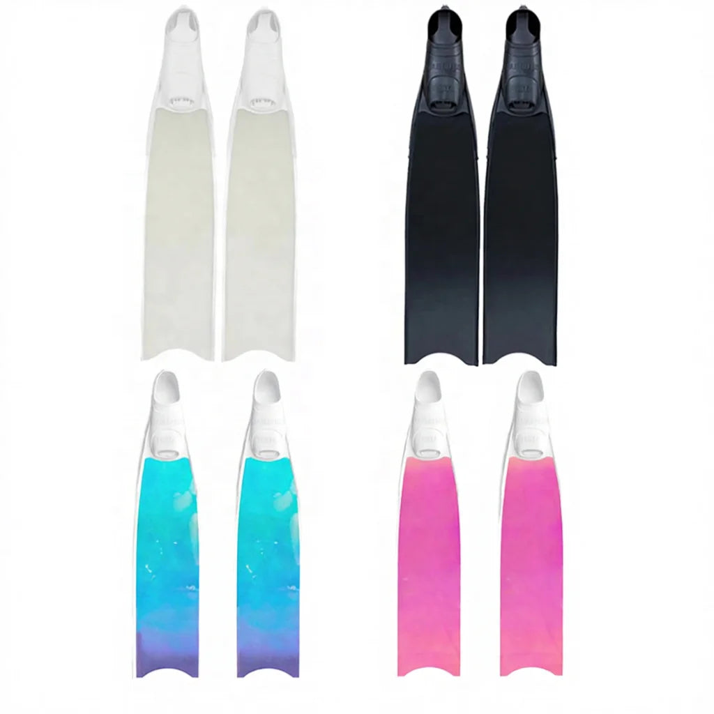 Custom Personalized Pattern Transparent Glass Fiber Durable Pocket Flipper Scuba Freediving Fins Underwater Snorkeling