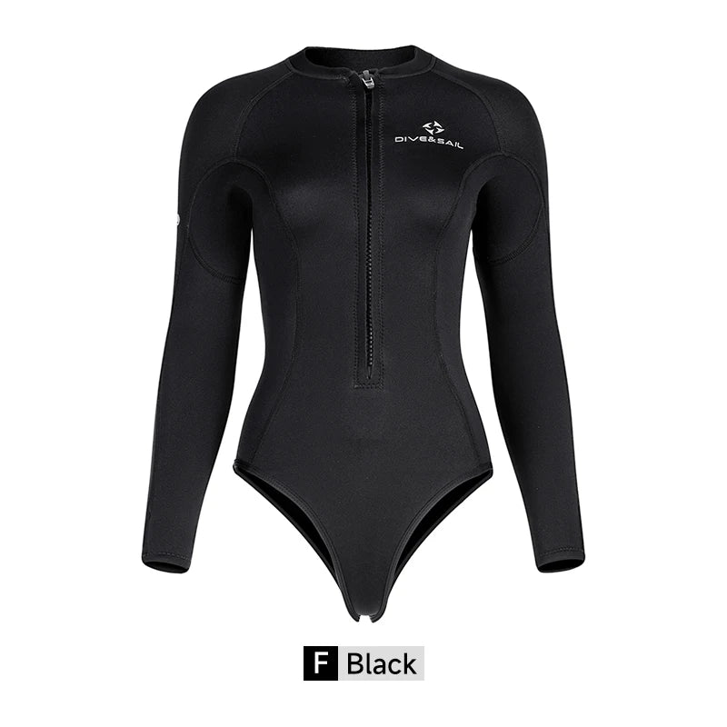 DIVE&SAIL 2mm UPF50+ One-piece Chest Zipper Waterproof Breathable Printed Sport Wear Diving Suits Bikini Wetsuits Women