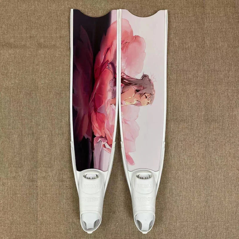 Custom Personalized Pattern Transparent TPR Glass Fiber Durable Flipper Scuba Freediving Fins Underwater Snorkeling Spearfishing