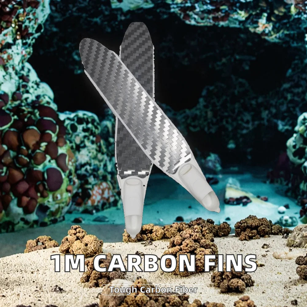 Professional Adult Diving Fins High Quality 12K Carbon Fiber Blade 1 Meter Long for Freediving TOOKE Silicone Upper