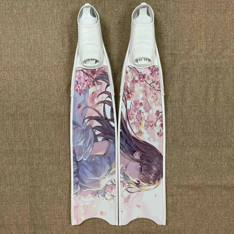 Custom Personalized Pattern Transparent TPR Glass Fiber Durable Flipper Scuba Freediving Fins Underwater Snorkeling Spearfishing