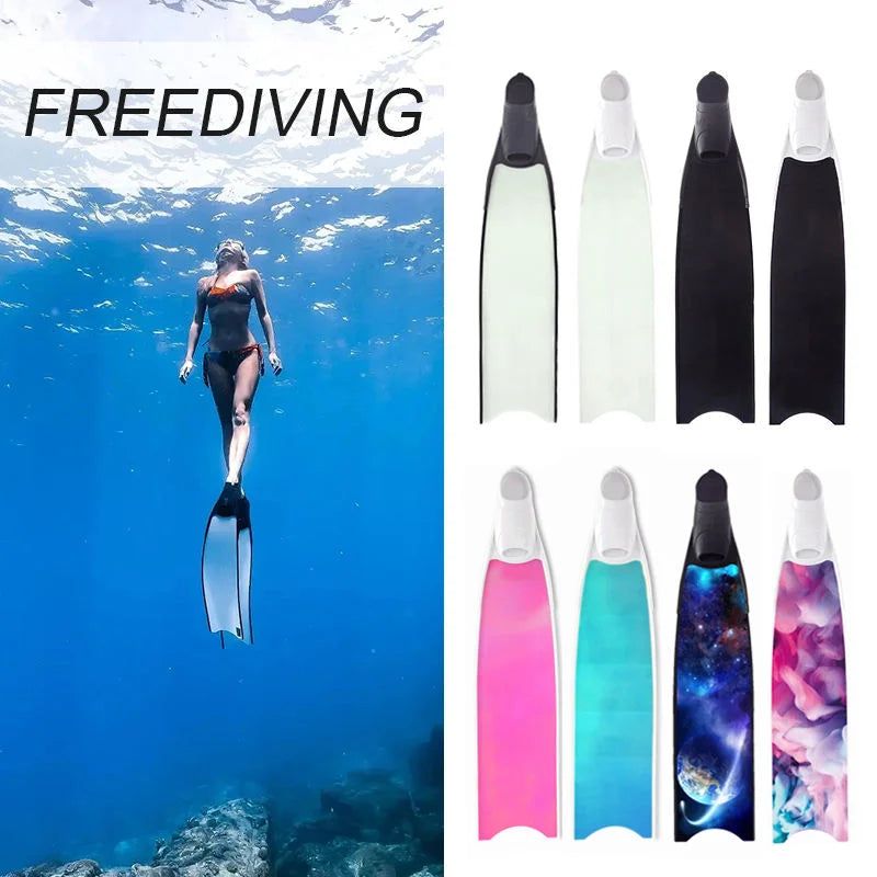 Custom Personalized Pattern Transparent TPR Glass Fiber Durable Flipper Scuba Freediving Fins Underwater Snorkeling Spearfishing