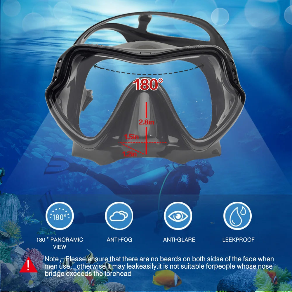 Mirror Color Lens Diving Mask Professional Diving Masks Snorkeling Set Anti-Fog Goggles Glasses Swimming Fishing Pool Equipment