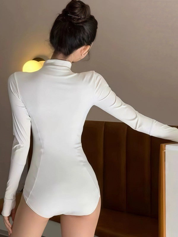 New Diving and Surfing Snorkeling Suit Women's Sick Chubby plus size Conjoined Triangle Long Sleeve Conservative Sun Protection Swimsuit Slim Fit