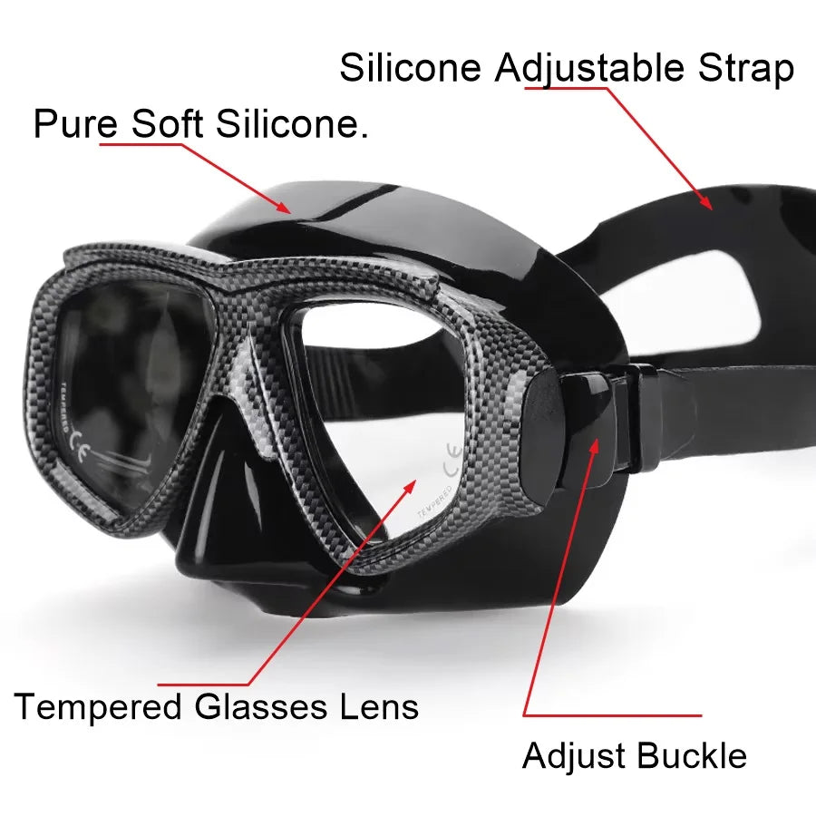 Myopia Diving Mask Snorkel Set with anti fog Spray for spearfishing gear swimming masks googles nearsighted lenses short-sighted