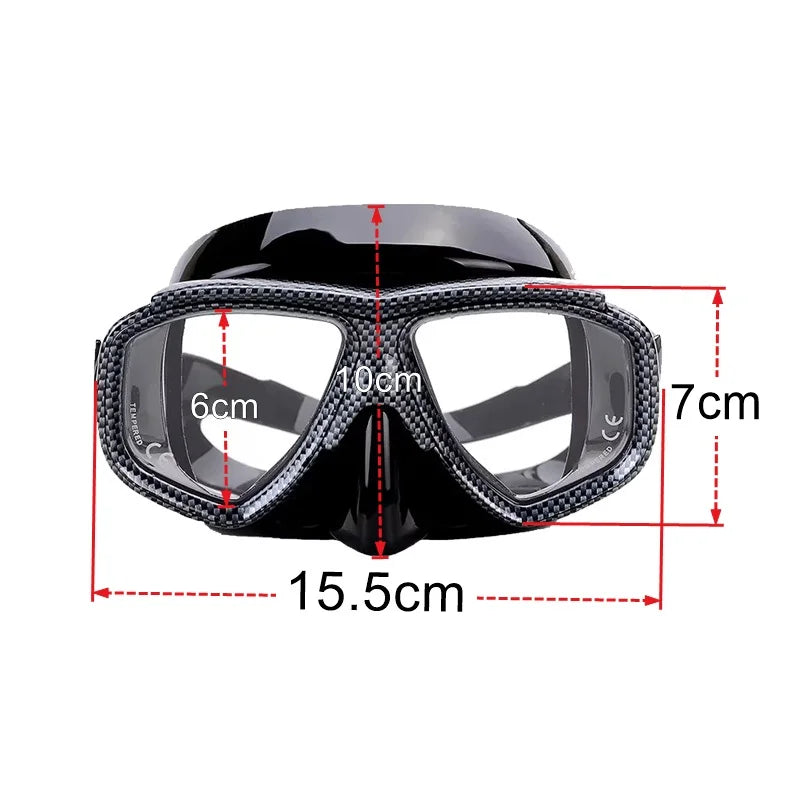 Myopia Diving Mask Snorkel Set with anti fog Spray for spearfishing gear swimming masks googles nearsighted lenses short-sighted