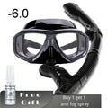 Myopia Diving Mask Snorkel Set with anti fog Spray for spearfishing gear swimming masks googles nearsighted lenses short-sighted