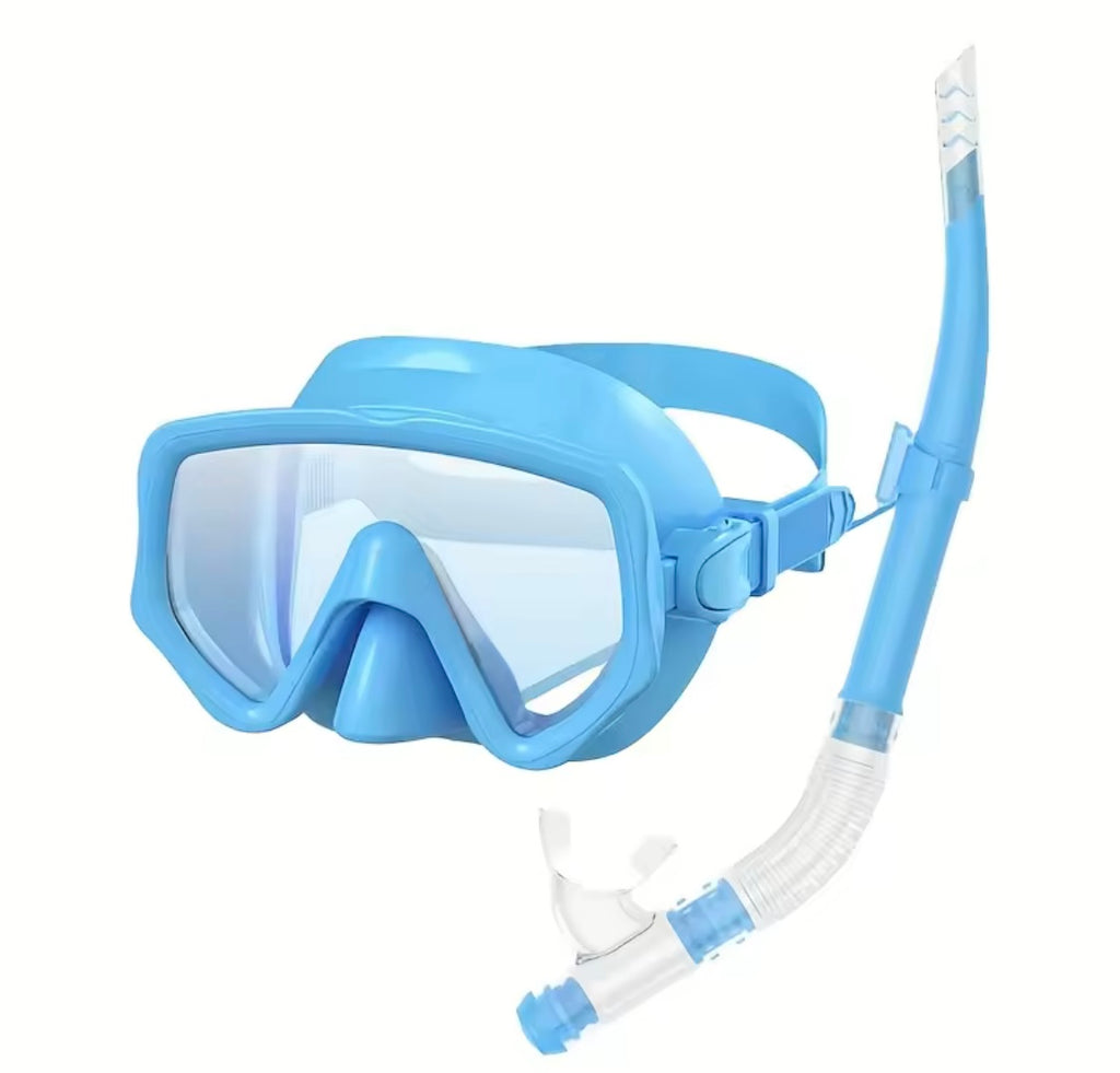 2-Piece Low-Volume Snorkeling Set | Frameless Single-Lens Matte Mask & Semi-Dry Snorkel Combo