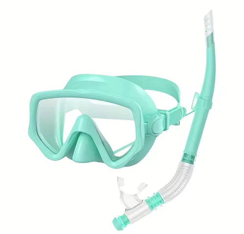 2-Piece Low-Volume Snorkeling Set | Frameless Single-Lens Matte Mask & Semi-Dry Snorkel Combo