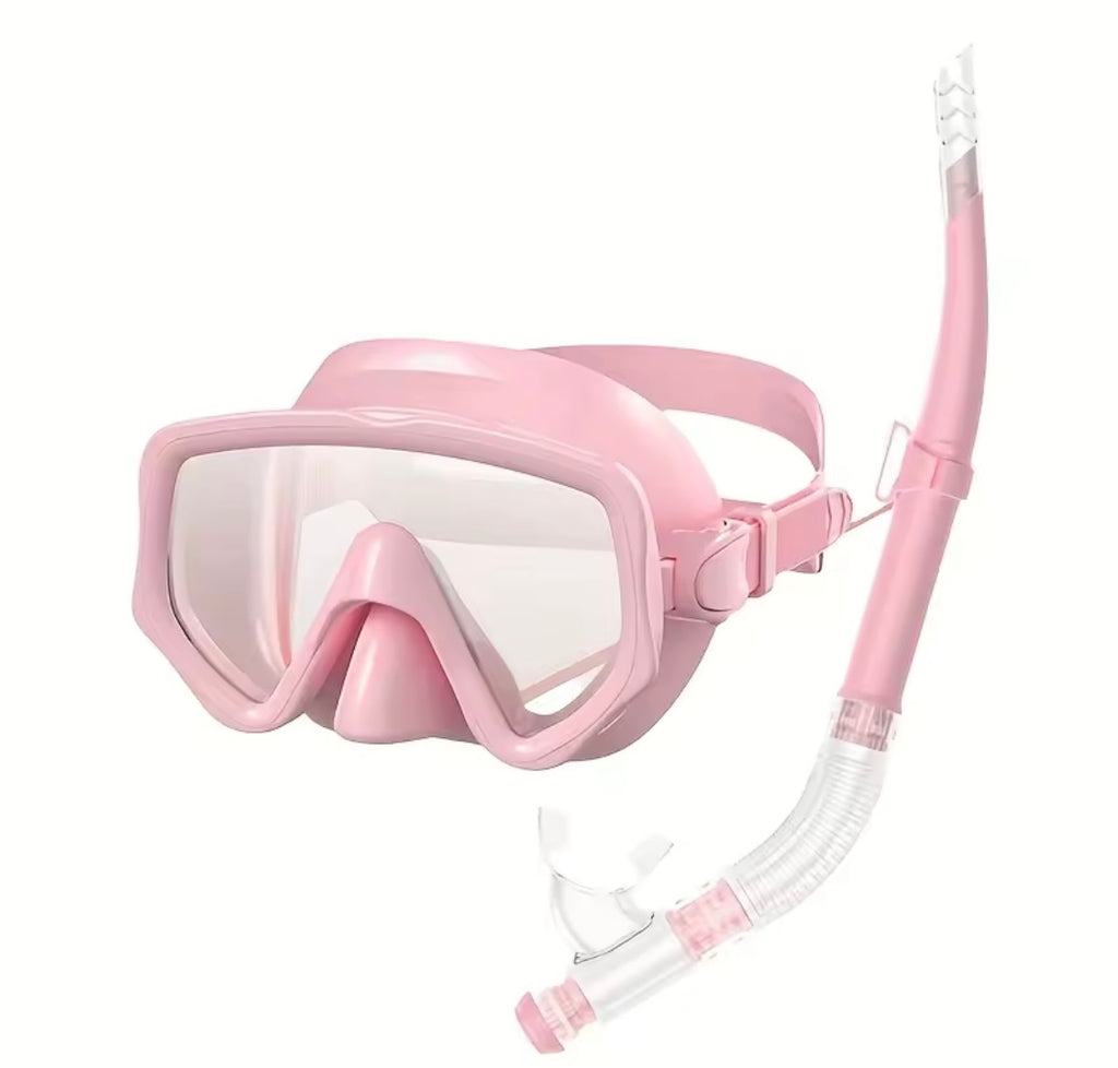 2-Piece Low-Volume Snorkeling Set | Frameless Single-Lens Matte Mask & Semi-Dry Snorkel Combo